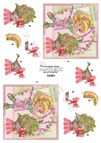  3D Pige med blomster